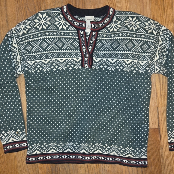Vintage L.L. Bean Nordic Pattern Crewneck Sweater - Picture 2 of 4